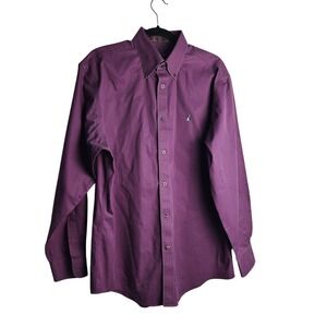 Nordstrom Button-Front Shirt Mens M Purple Wrinkle-Free Business Casual Formal
